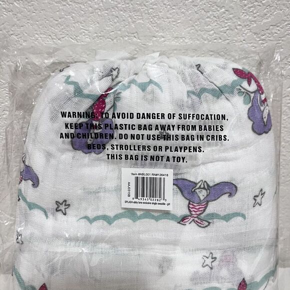 Aden + Anais Abby Lane Splash Mermaid Swaddle Blanket in a Bag Muslin Cotton NWT - Picture 7 of 11